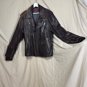7 for all mankind leather motorcycle biker jacket with asymmetrical zip